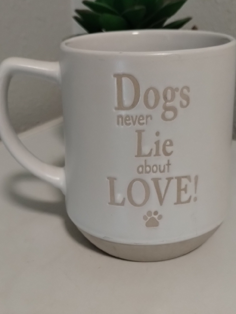Source Unknown White Ceramic Mug with Beige Script - Dog Love